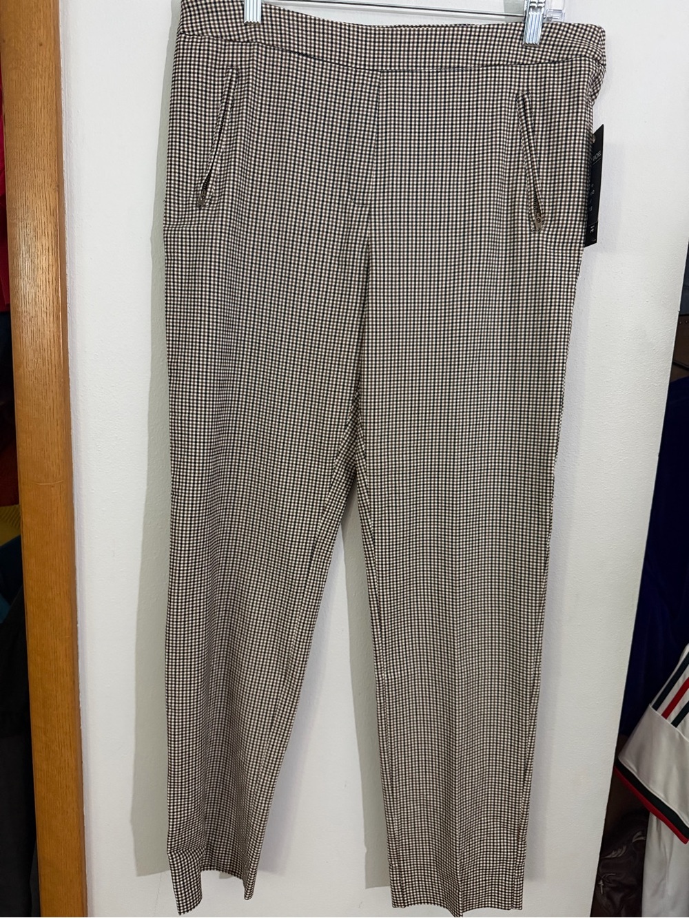 Zac & Rachel Tan and Black Micro-Check Ankle Pants